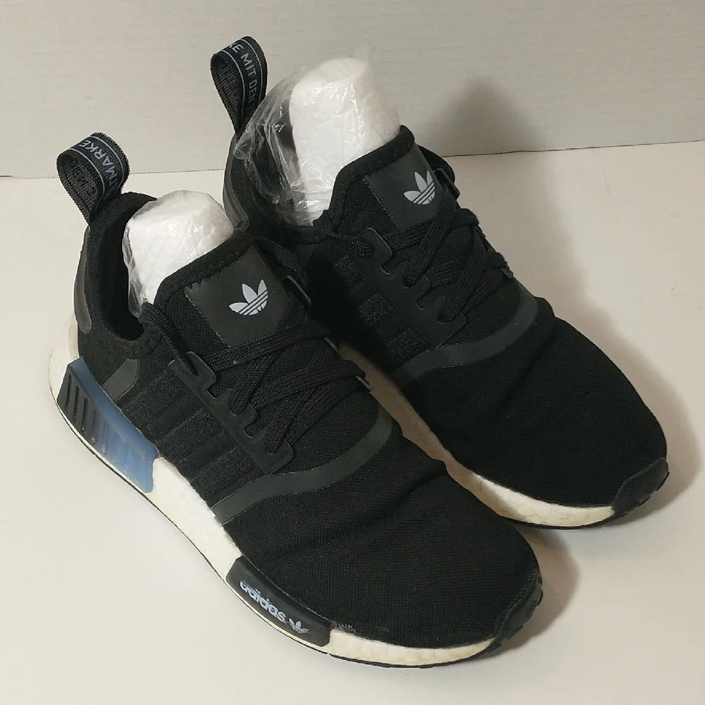 Adidas NMD R1‎ PrimeBlue, Size 6, Black White And Blue